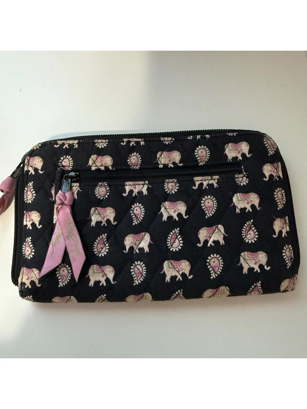 Vera Bradley quilted fabric wallet Pink Elephants